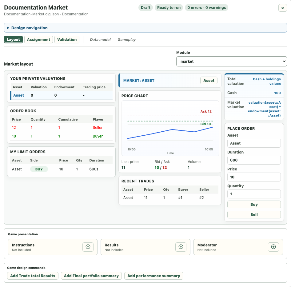 Market Layout editor