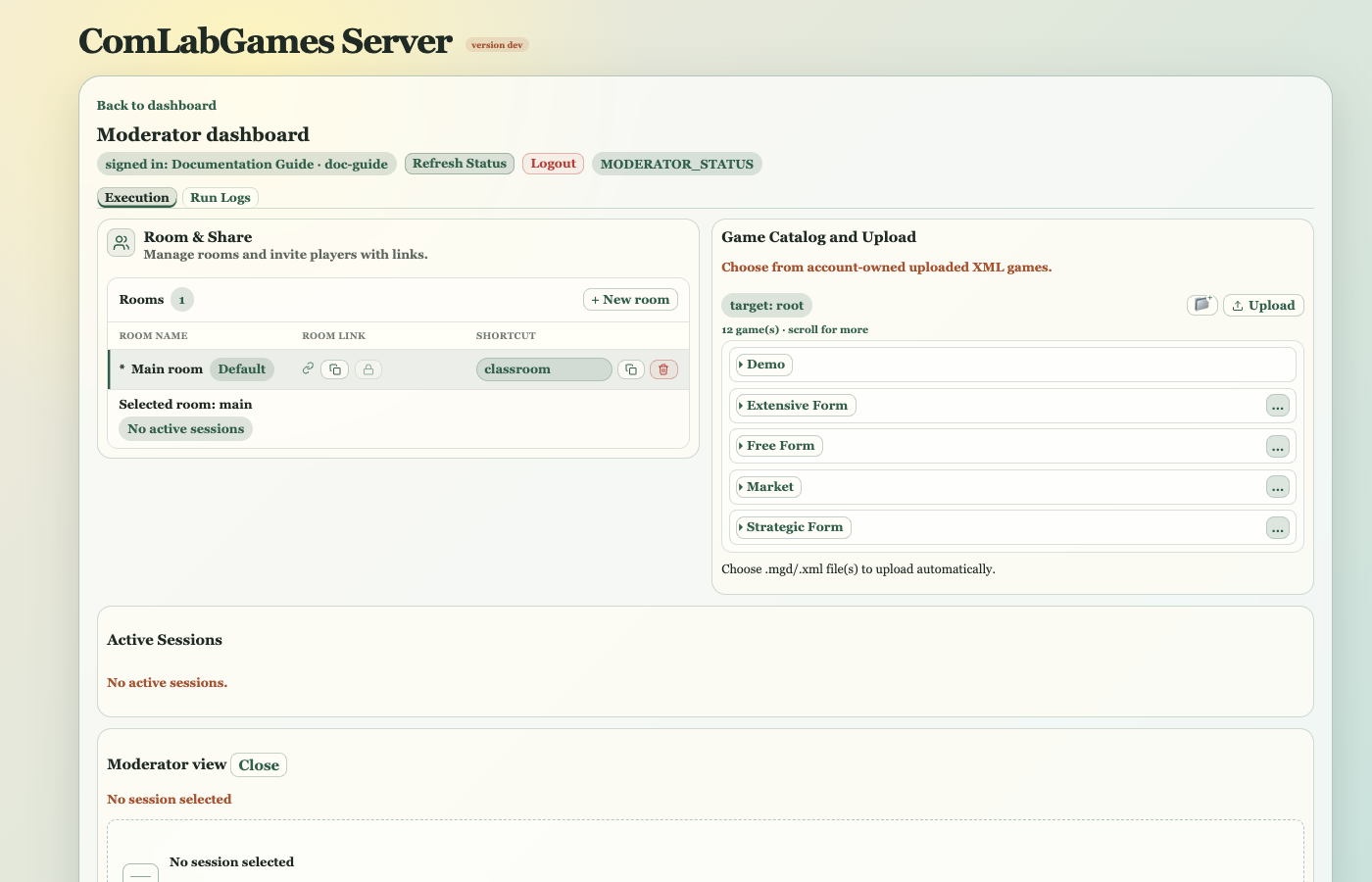 Moderator dashboard overview